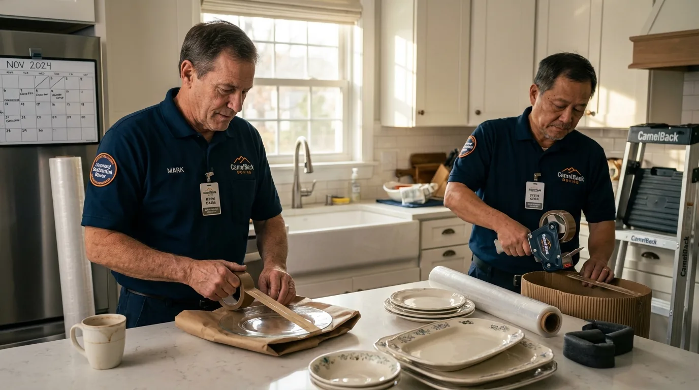 Professional crew packing kitchen dishware in Wanaque, NJ